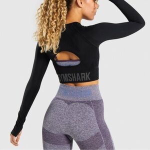 Gymshark Black Flex Sports Long Sleeve Crop Top